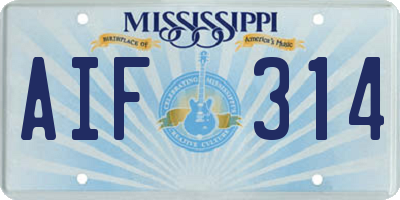 MS license plate AIF314