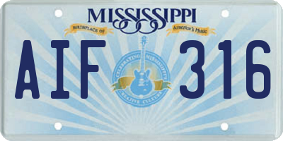 MS license plate AIF316