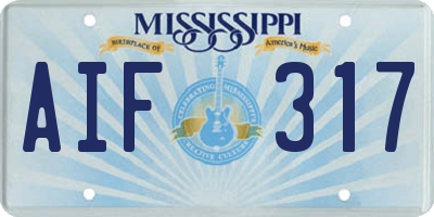 MS license plate AIF317