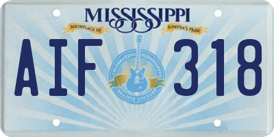 MS license plate AIF318