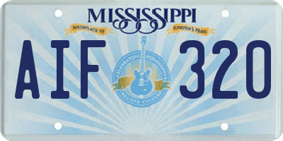 MS license plate AIF320