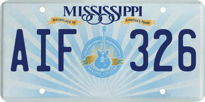 MS license plate AIF326