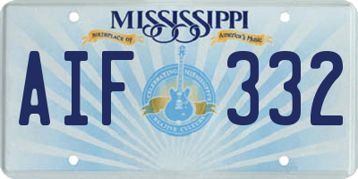 MS license plate AIF332