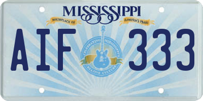 MS license plate AIF333