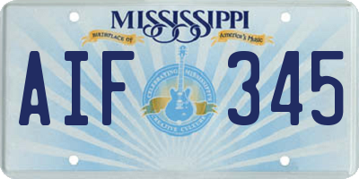 MS license plate AIF345