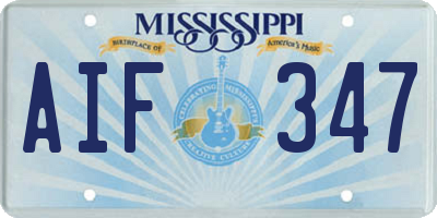 MS license plate AIF347