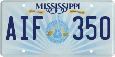 MS license plate AIF350