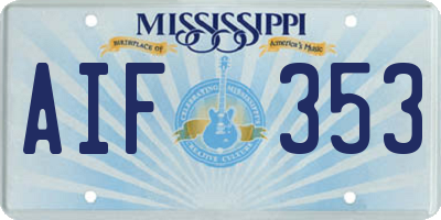 MS license plate AIF353