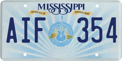 MS license plate AIF354