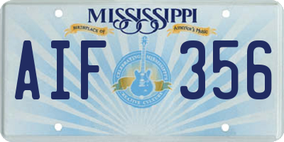 MS license plate AIF356