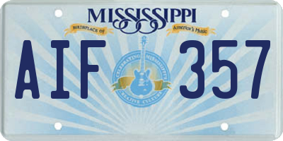 MS license plate AIF357