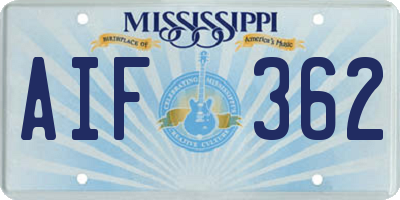 MS license plate AIF362