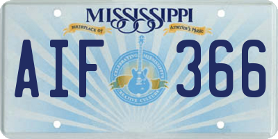 MS license plate AIF366