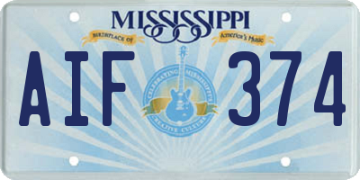 MS license plate AIF374