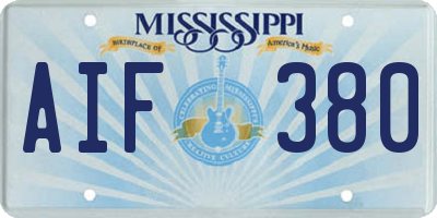 MS license plate AIF380