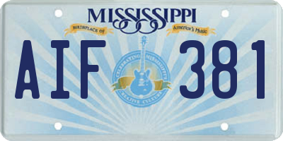 MS license plate AIF381