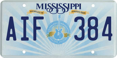 MS license plate AIF384