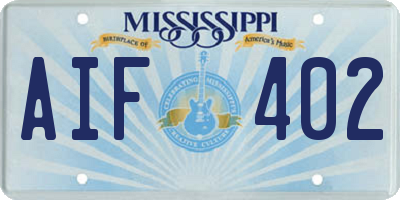 MS license plate AIF402