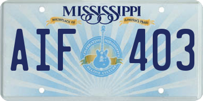 MS license plate AIF403