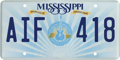 MS license plate AIF418