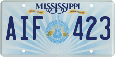 MS license plate AIF423