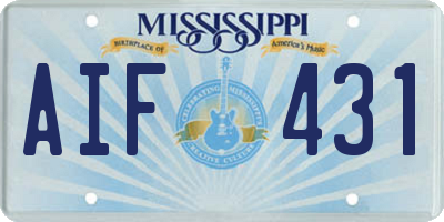MS license plate AIF431