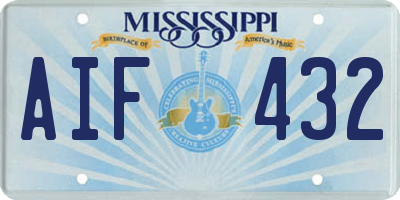 MS license plate AIF432
