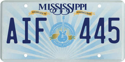 MS license plate AIF445