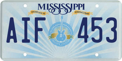 MS license plate AIF453