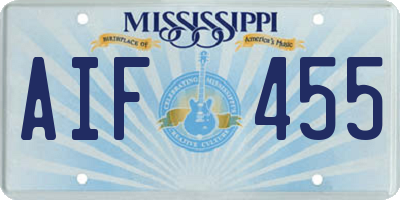 MS license plate AIF455