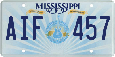 MS license plate AIF457