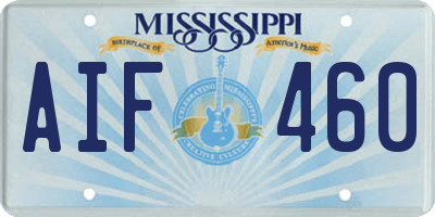 MS license plate AIF460