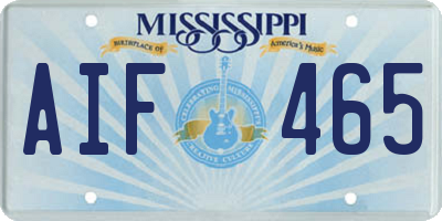 MS license plate AIF465