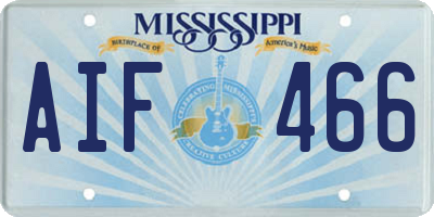MS license plate AIF466