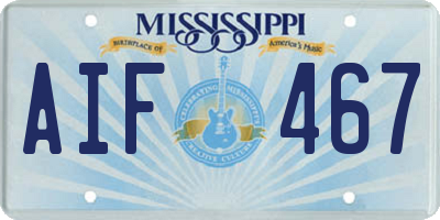 MS license plate AIF467
