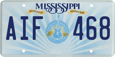 MS license plate AIF468