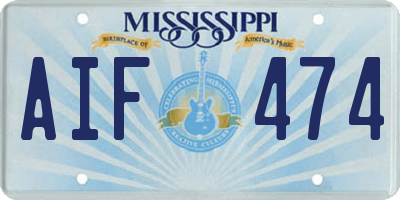 MS license plate AIF474