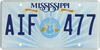 MS license plate AIF477