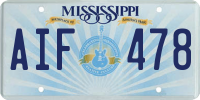 MS license plate AIF478