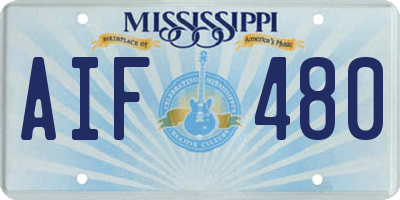 MS license plate AIF480