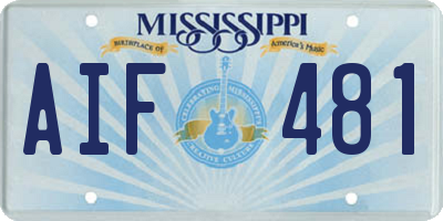 MS license plate AIF481