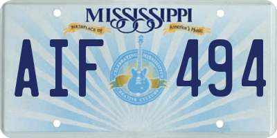 MS license plate AIF494