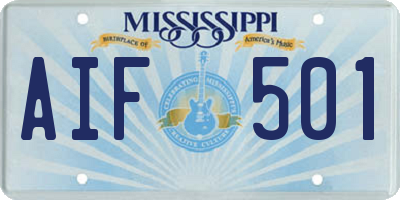 MS license plate AIF501