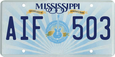 MS license plate AIF503