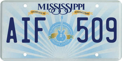 MS license plate AIF509