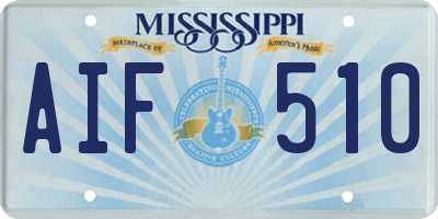 MS license plate AIF510