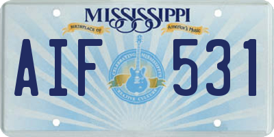 MS license plate AIF531