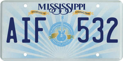 MS license plate AIF532