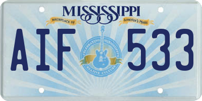MS license plate AIF533