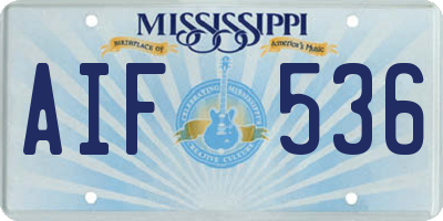 MS license plate AIF536